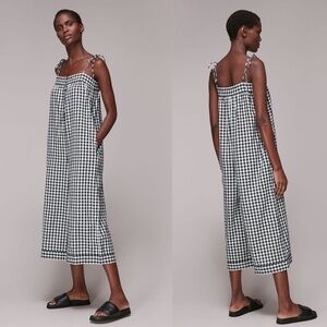 NWOT Whistles Penny Tie Strap Gingham Jumpsuit